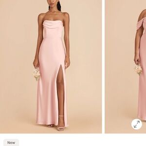 Elegant Pink Strapless Evening Gown- bridesmaid dress